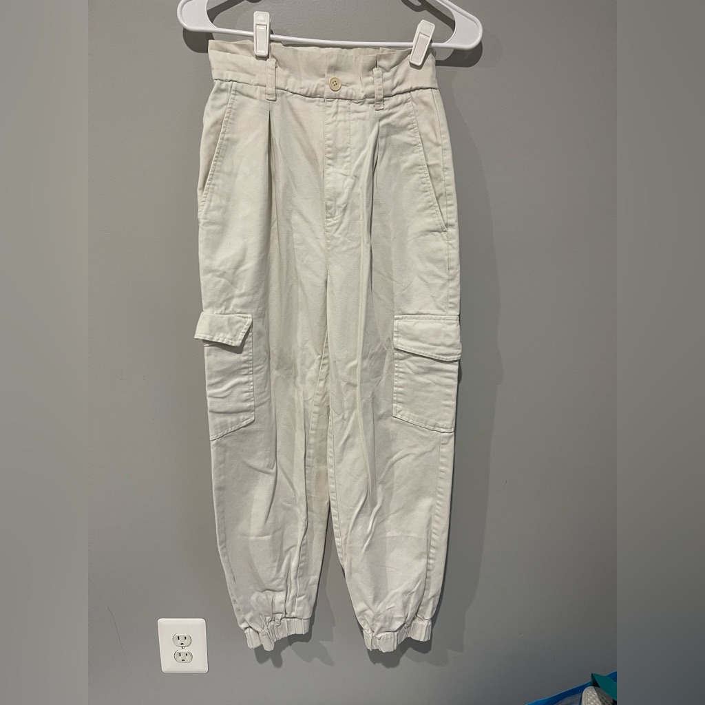 Sunday Best White Cargo Pants Relaxed Fit Size 0